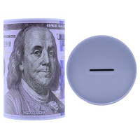 MONEY TIN 12CM DOLLAR PRINT