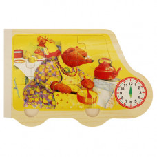 TOY WOODEN PUZZLE VAN W/CLOCK