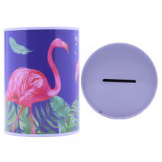 MONEY TIN 11CM W/FLAMINGOS