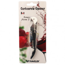 BOTTLE OPENER 3IN1 W/CORKSCREW MTL&PL