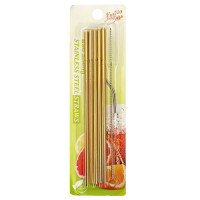 STRAWS 5s GLD S/STEEL W/CLEANER STRAIGHT