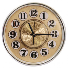 CLK WALL RND 35X35CM W/GOLD DIAL SILVER