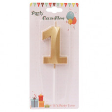 CANDLE BIRTHDAY NO 1 GOLD/SILVER
