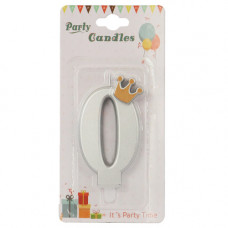 CANDLE BIRTHDAY W/CROWN BLK/SILVER NO 0