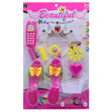 TOY BEAUTY SET 11PCS W/CROWN+SLIPPERS