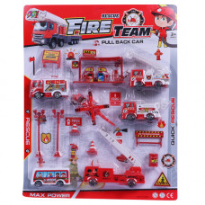 TOY FIRE RESCUE PLAY SET PULL BACK 15PCS