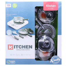 TOY KITCHEN PLAYSET GREY+BLK 11PC YY-129