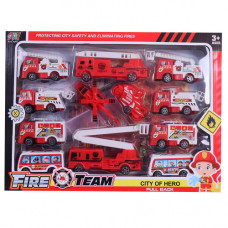 TOY PULL BACK VEHICLE FIRE TEAM 12PCS