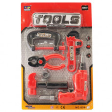 TOY TOOL SET W/DRILL 7PCS BLK&RED CARDED