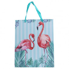 GIFT BAG FLORAL W/FLAMINGO