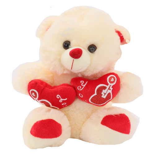 PLT TEDDY 26CM PINK W/DBL GLITTER HEARTS PLT TEDDY 26CM PINK W/DBL GLITTER HEARTS