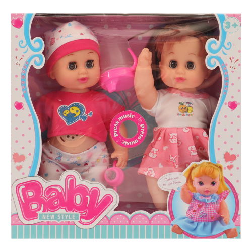 TOY DOLL MUSICAL TWINS W/BOTTLES 4PCS TOY DOLL MUSICAL TWINS W/BOTTLES 4PCS